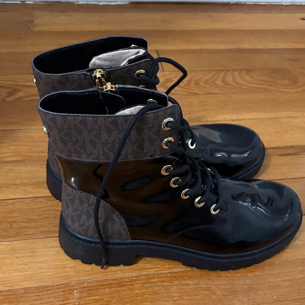 Michael Kors Black and Brown Combat Boots